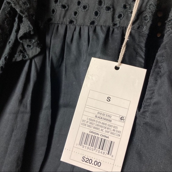 NWT A New Day Short Sleeve Eyelet Top Black - Picture 8 of 8